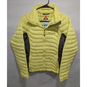 Womens Columbia Omni-Heat Yellow Full Zip Quilted Puffer Jacket Size Small S